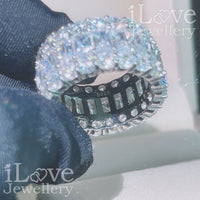 S925 Three Row Full Diamond Cubic Zirconia Ring ILR011