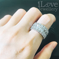 S925 Three Row Full Diamond Cubic Zirconia Ring ILR011