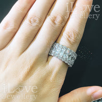 S925 Three Row Full Diamond Cubic Zirconia Ring ILR011