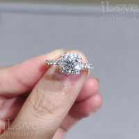 S925 Silver 1.0ct Round Cut Moissanite Ring ILR207