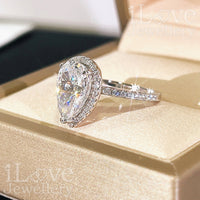 S925 3ct Pear Cut Zircon Ring ILR020