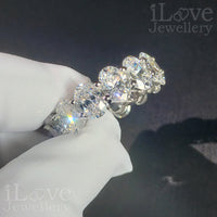 S925 Oval Cut Row Full Diamond Cubic Zirconia Ring ILR004