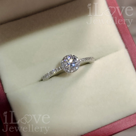 S925 0.5ct Round Brilliant D Color Moissanite Ring ILR203