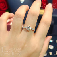 S925 Silver 0.5ct / 1.0ct Round Cut Moissanite Ring ILR204 ILR209