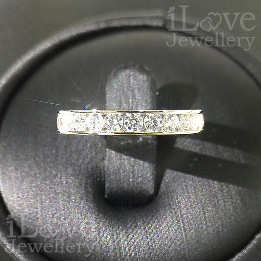 S925 Row Full Diamond Band Cubic Zirconia Ring ILR042