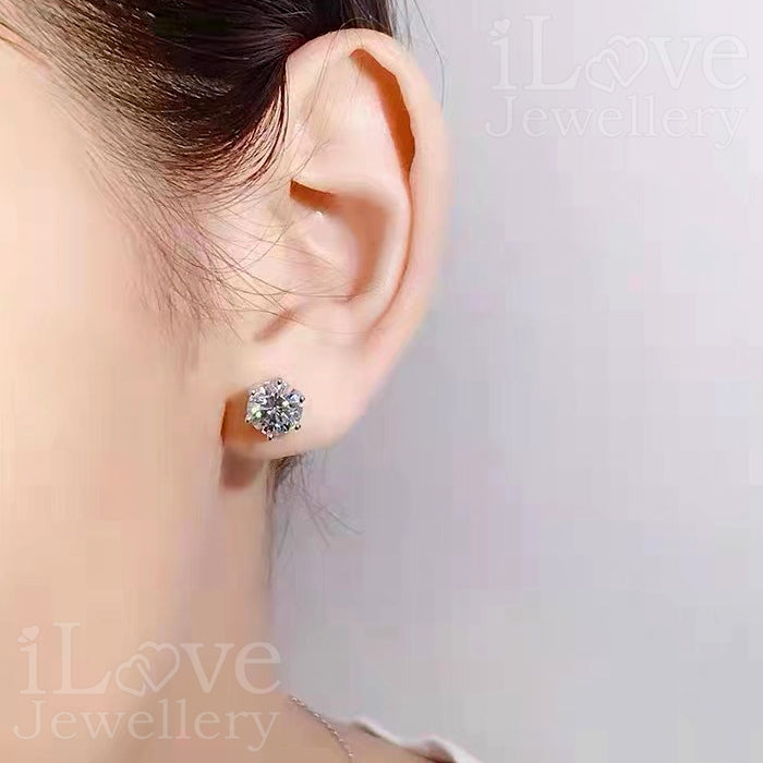 S925 Round Brilliant Zirconia Earrings ILE015