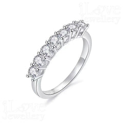 S925 Silver 7 Stones Round Cut Moissanite Ring ILR205