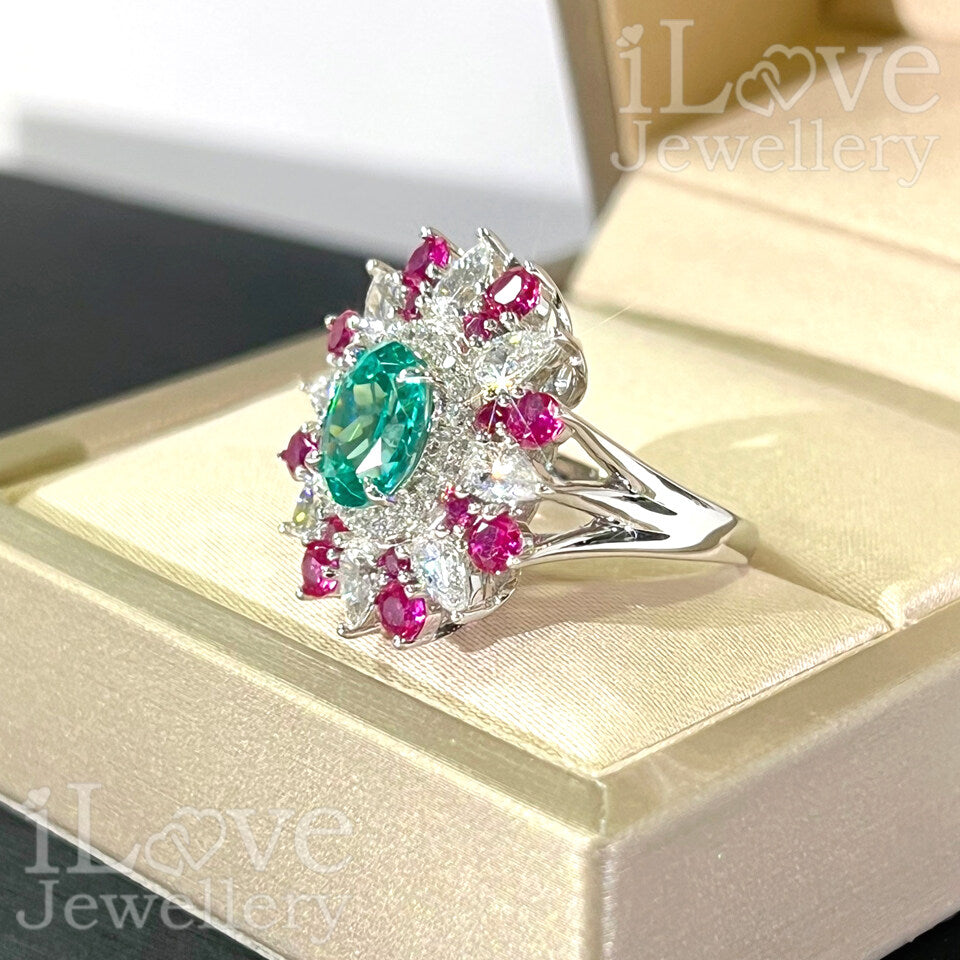 S925 1.5ct Green Oval Cubic Zirconia Ring ILR057