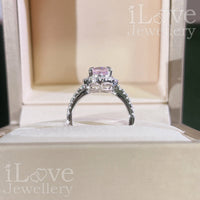 S925 1.9ct Pink Oval Cut Zircon Ring ILR041