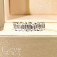 S925 Emerald Cut Row Full Diamond Cubic Zirconia Ring ILR056