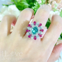 S925 1.5ct Green Oval Cubic Zirconia Ring ILR057