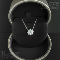 S925 Silver Sunflower Pendant Cubic Zirconia Necklace ILN003