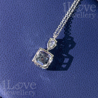 S925 5ct Asscher Cut Pendant Cubic Zirconia Necklace ILN009