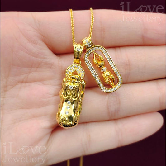 S925 Silver 18K Gold Plated Pinxiu Vajra Pendant Necklace ILN301 N302