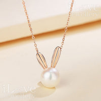 S925 Natural Freshwater Pearl Rabbit Necklace (2 Colors) ILN102