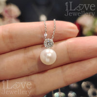 S925 Natural Freshwater Pearl Zircon Pendant Necklace ILN103