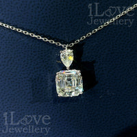 S925 5ct Asscher Cut Pendant Cubic Zirconia Necklace ILN009