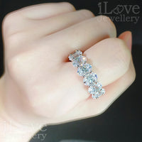 S925 Oval Cut Row Full Diamond Cubic Zirconia Ring ILR004