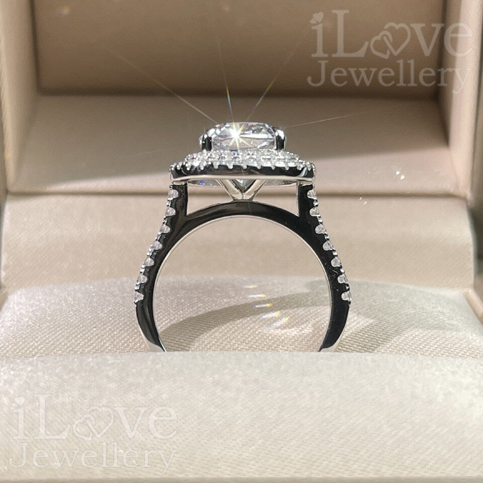 S925 3ct Cushion Cut Cubic Zirconia Ring ILR014