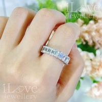 S925 Emerald Cut Row Full Diamond Cubic Zirconia Ring ILR056