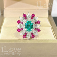 S925 1.5ct Green Oval Cubic Zirconia Ring ILR057