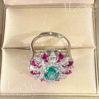 S925 1.5ct Green Oval Cubic Zirconia Ring ILR057