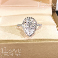 S925 3ct Pear Cut Zircon Ring ILR020