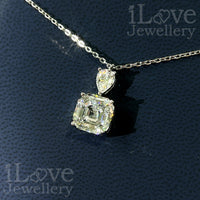 S925 5ct Asscher Cut Pendant Cubic Zirconia Necklace ILN009