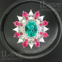 S925 1.5ct Green Oval Cubic Zirconia Ring ILR057