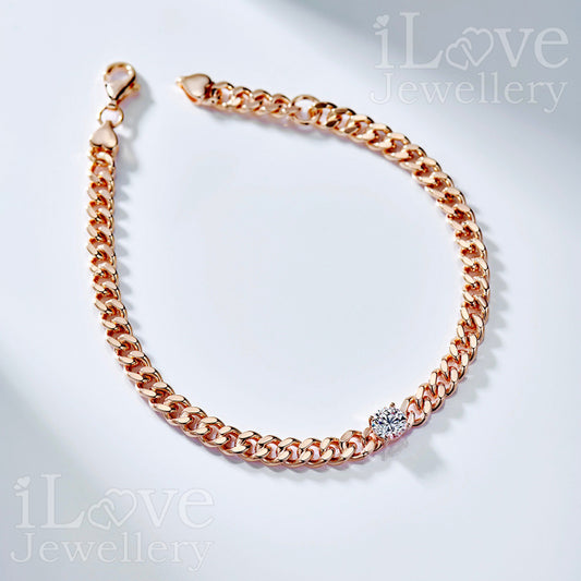 S925 Silver Cubic Zirconia Cuban Link Bracelet ILB005