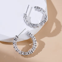 S925 Silver Cubic Zirconia Hoop Earrings ILE023