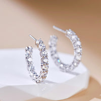 S925 Silver Cubic Zirconia Hoop Earrings ILE023