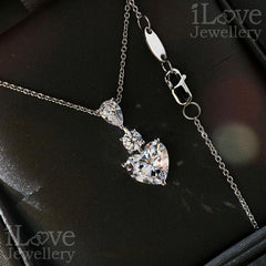 S925 Silver 2.0ct Heart Cut Cubic Zirconia Necklace ILN015