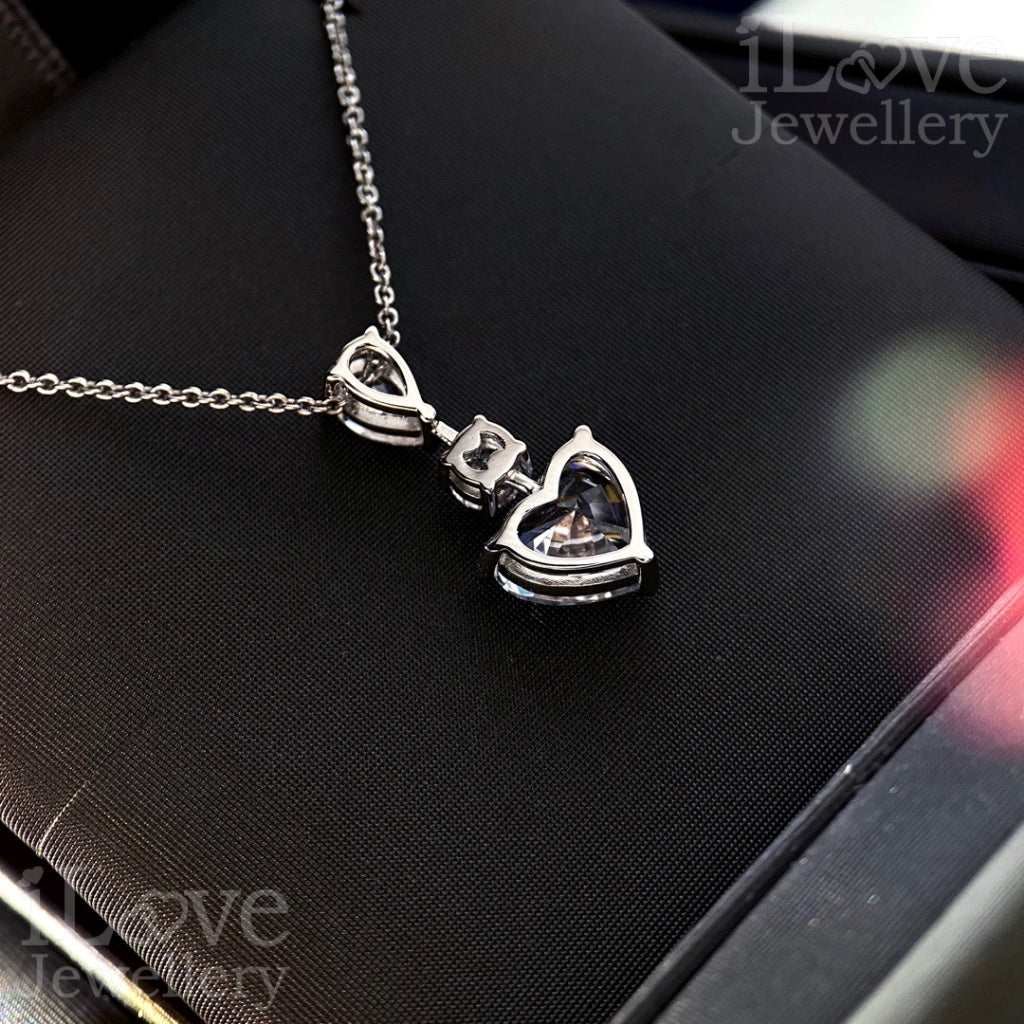 S925 Silver 2.0ct Heart Cut Cubic Zirconia Necklace ILN015