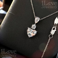 S925 Silver 2.0ct Heart Cut Cubic Zirconia Necklace ILN015