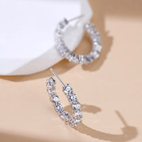 S925 Silver Cubic Zirconia Hoop Earrings ILE023