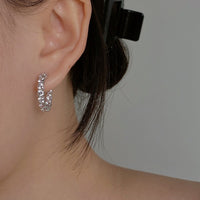 S925 Silver Cubic Zirconia Hoop Earrings ILE023