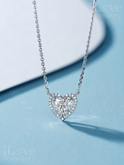 S925 Silver 1.0ct Heart Cut Cubic Zirconia Necklace ILN014