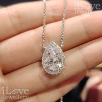 S925 Silver 3.0ct Pear Pendant Cubic Zirconia Necklace ILN013