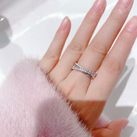 S925 Silver Round Cut Cross Row Diamond Cubic Zirconia Ring ILR062