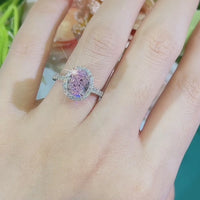 S925 1.9ct Pink Oval Cut Zircon Ring ILR041