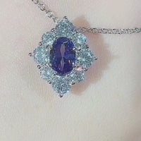 S925 Silver 1.5ct Tanzanite Blue Oval Cut Zirconia Necklace ILN001