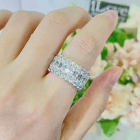 S925 Three Row Full Diamond Cubic Zirconia Ring ILR011