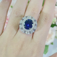 S925 5ct Created Sapphire Oval Cut Cubic Zirconia Ring ILR051