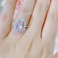 S925 3.5ct Pink Oval Cut Zirconia Ring ILR021