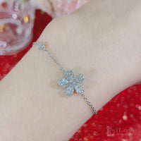 S925 Flower Zirconia Adjustable Bracelet ILB003