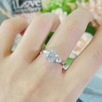 S925 1.5ct Three Stone Oval Cubic Zirconia Adjustable Ring ILR055