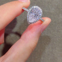 S925 3ct Pear Cut Zircon Ring ILR020