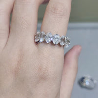 S925 Oval Cut Row Full Diamond Cubic Zirconia Ring ILR004