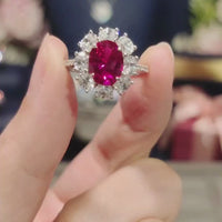 S925 Created Ruby Gemstone + Cubic Zirconia Ring ILR002